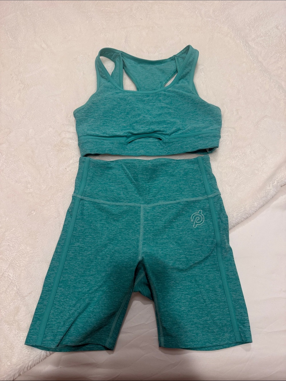 Peloton Teal Girls' High-Waist Bike Shorts